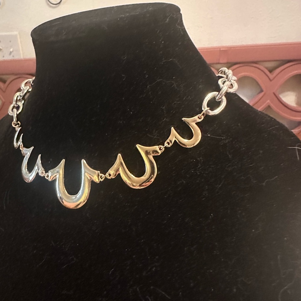 True Religion Gold and Silver Necklace with Heart Design